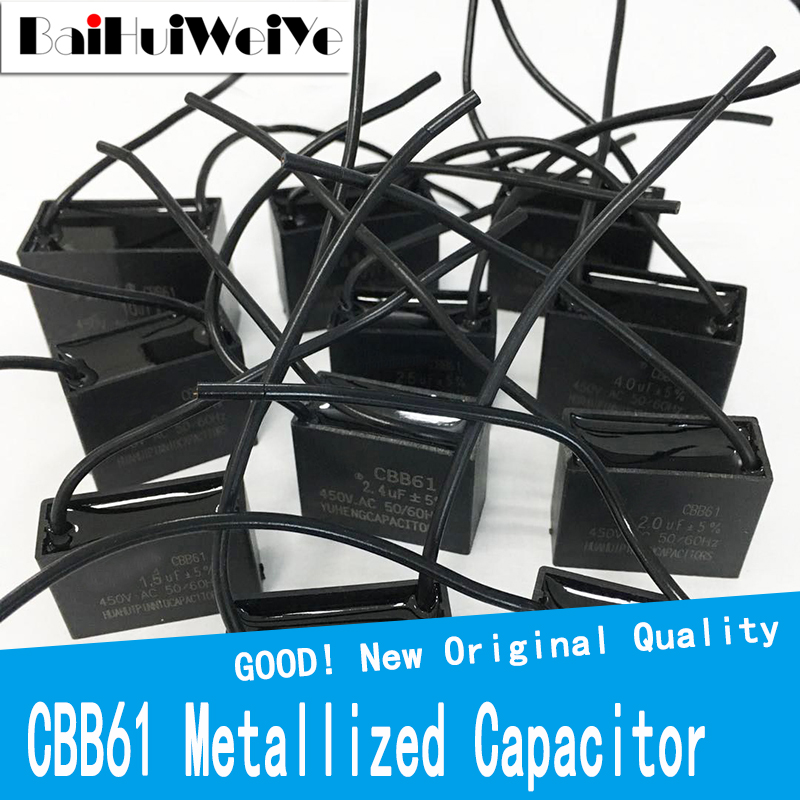 CBB61 Capacitors 1UF 1.2UF 1.5UF 2UF 3UF 4UF 5UF 8UF 10UF 12UF 18UF 450V AC Metallized Capacitor For Motor Start-up Ceiling Fan