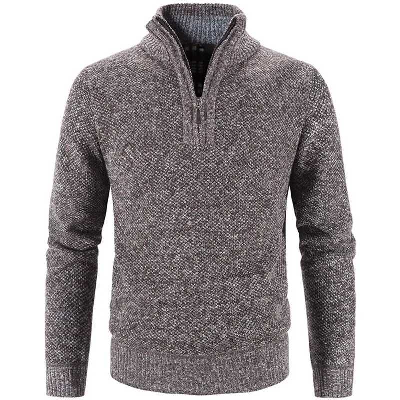Mens Turtleneck Knitted Pullover Sweater 2024 Autumn Winter Wool Thick Half Zipper Solid Casual Slimming Mens Wool Sweater W2411111