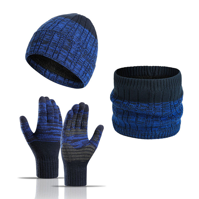 3Pcs Set Beanie Gloves Scarf Set Keep Warm Set Thickened Neck Gaiter Unisex Knitted Hat Muffler Woolen Yarn Winter High Quality 1cbf9
