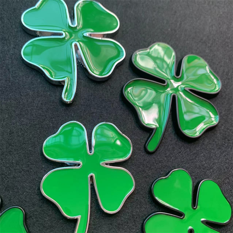 Metal Four-Leaf Clover Body Trim Side Label Lucky Grass Personality Alpha Car Tail Cover scratch Sticker