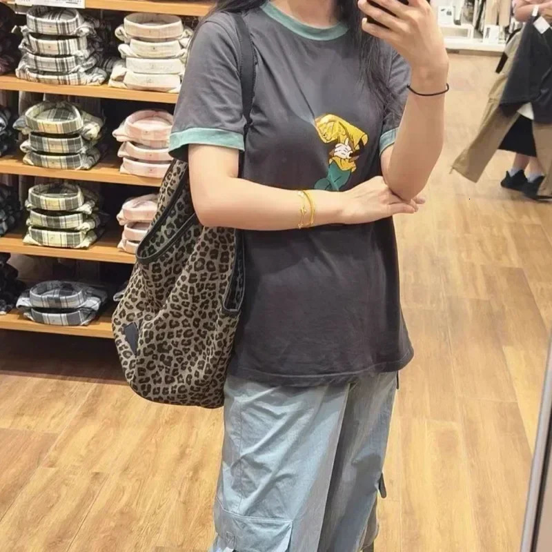 Retro Leopard Handbag Womens Fashion Y2k Shoulder Bag Korean Fashion Fashion Handbag 241111