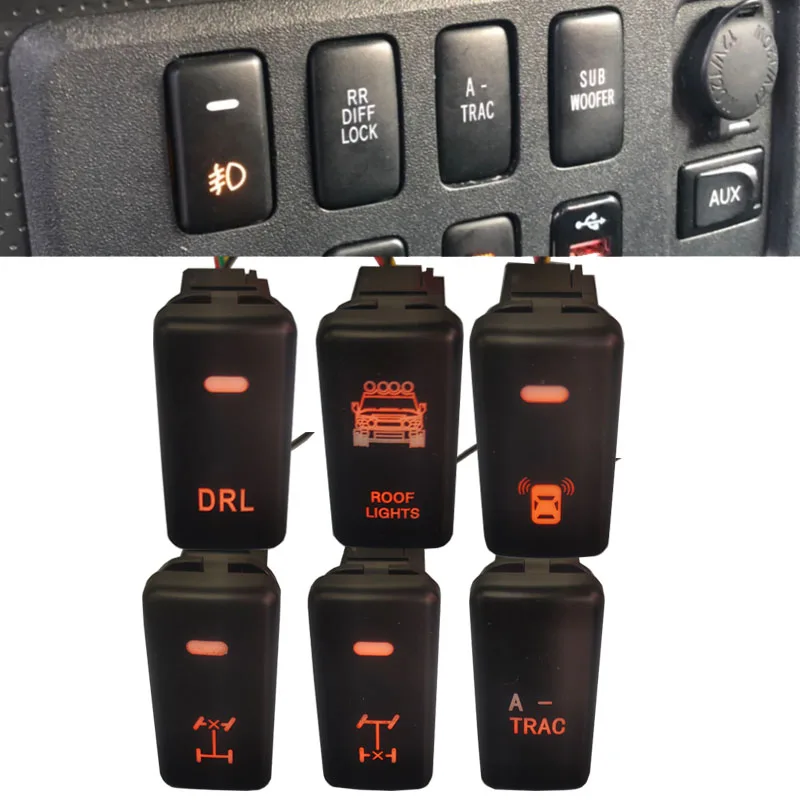 Car A-TRAC DRL Radar Roof Front Rear Diff Lock Switch with Wire for Toyota Land Cruiser Hilux Prado 120 FJ CRUISE LC76 REIZ