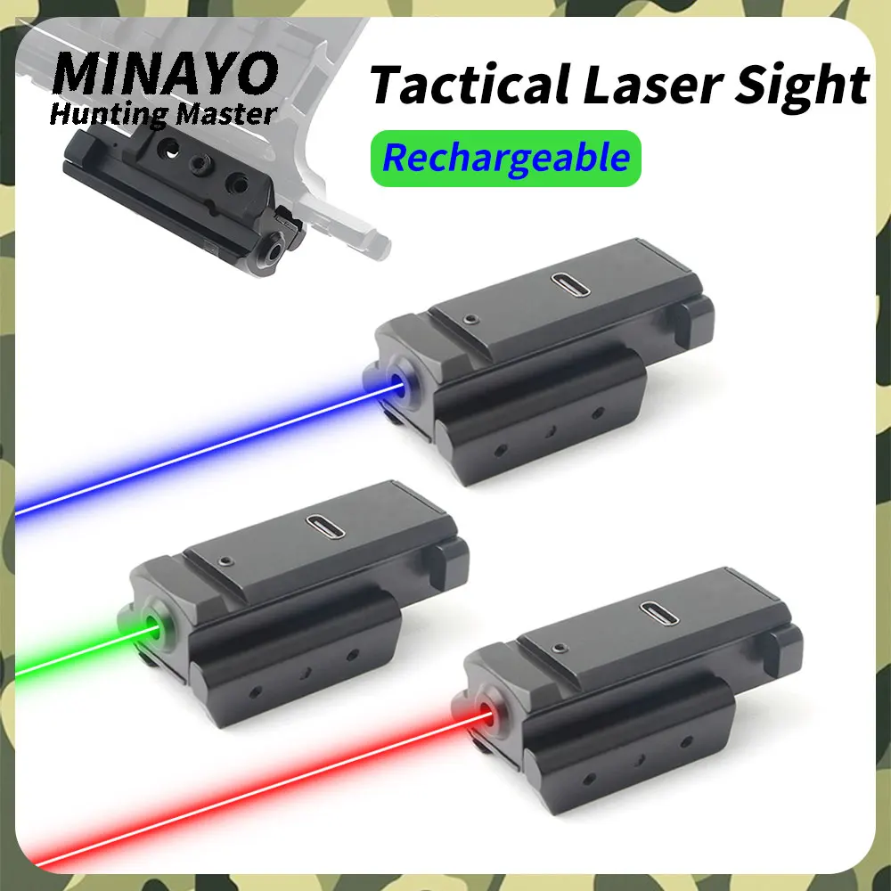 Tactical Green/Blue/Red 532nm Laser Dot Sight for 20mm Picatinny/Weaver Gun Rail for Pistol/Shotgun/Rifle Hunting Rechargeable