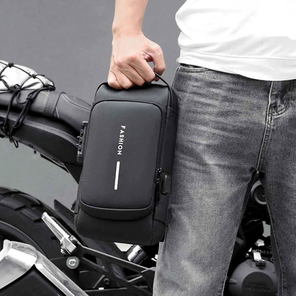 USB Charging Sport Sling Bag Male Antitheft Chest with Password Lock 241111