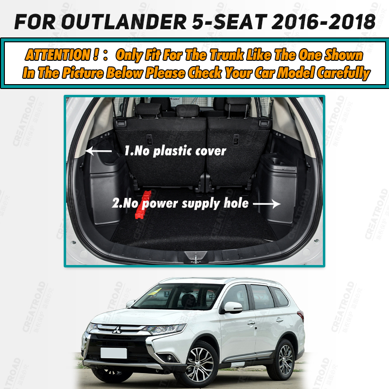 Auto Full Coverage Trunk Mat For Mitsubishi Outlander 5-Seat 2016-2018 17 Car Boot Cover Pad Interior Protector Accessories ec7b9