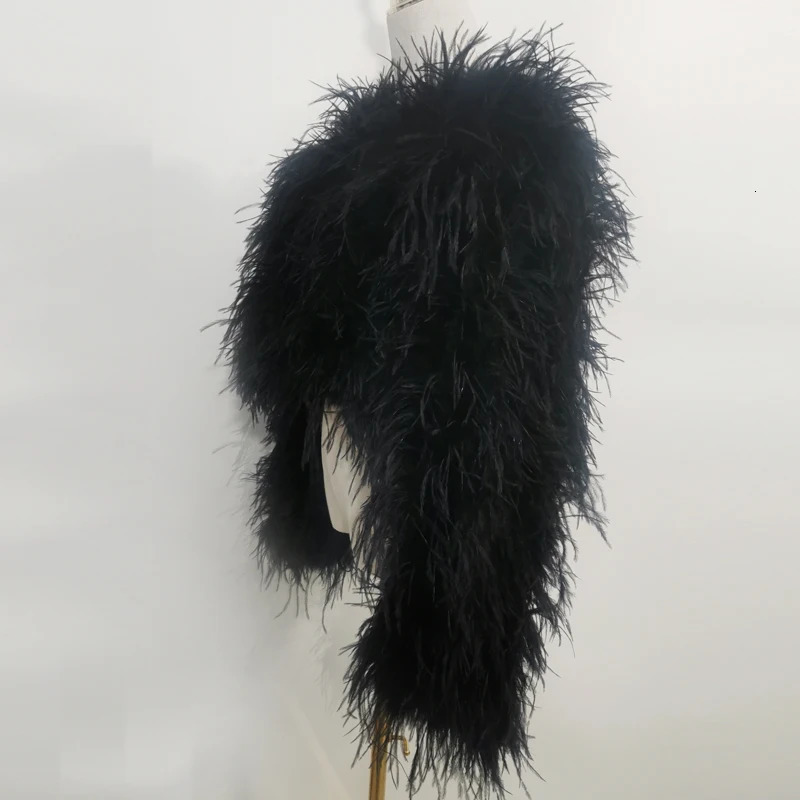style womens coat 38cm 100% natural ostrich hair womens sexy ostrich feather jacket long sleeved 241111