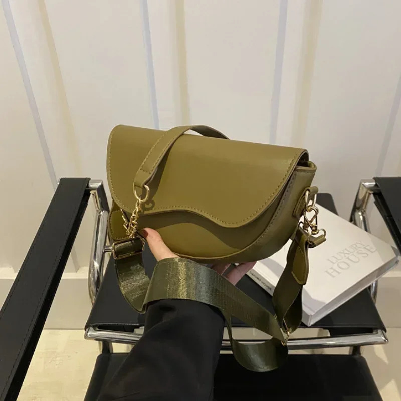 Small Leather Saddle Armpit Bags for Women Summer Chain Fashion Double Straps Shoulder PU Crossbody Festival Gift 241111