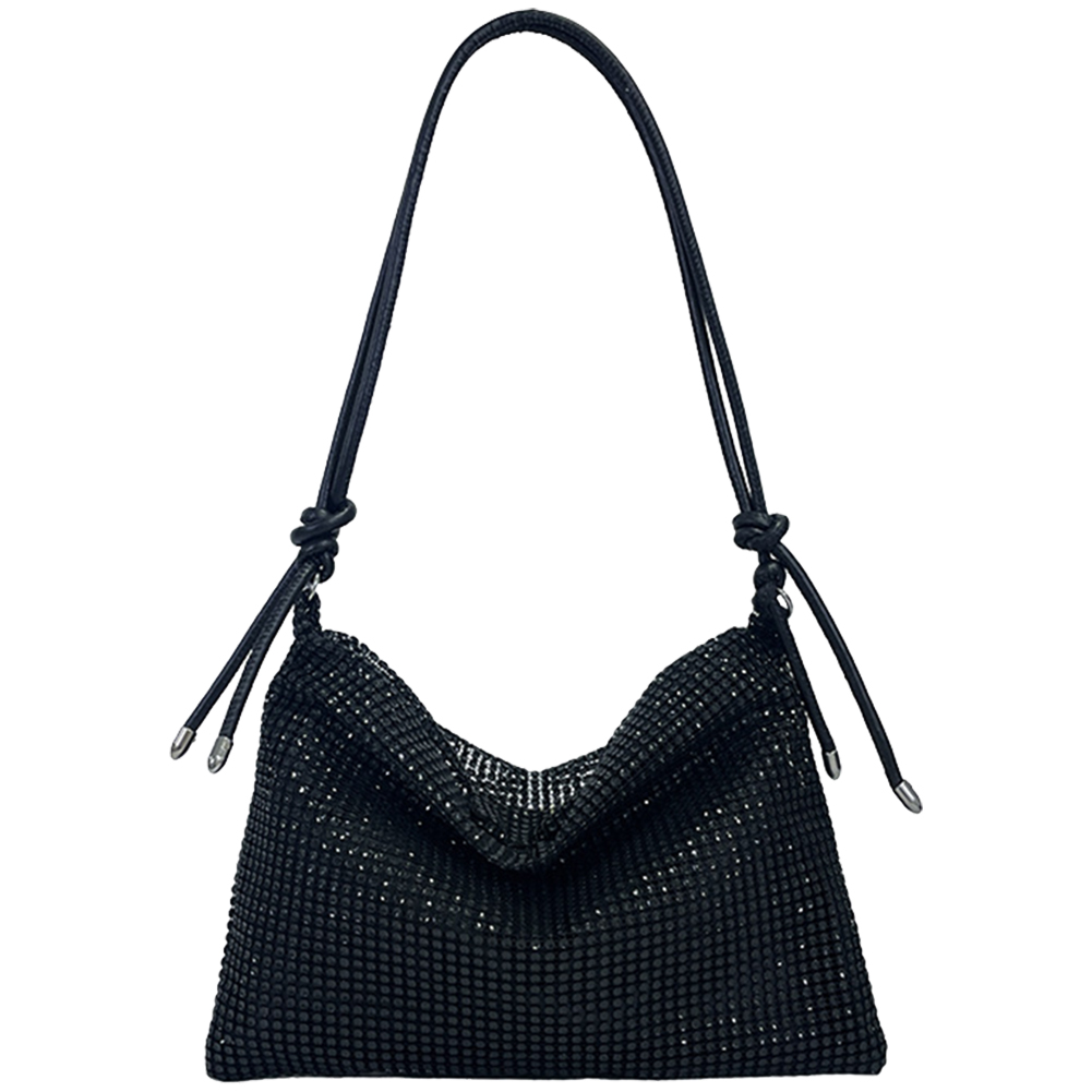 Women Diamond Shoulder Bag Chic Glitter Sling Bag Elegant Fashion Tote Handbag Zipper Versatile Strap Adjustable Evening Handbag