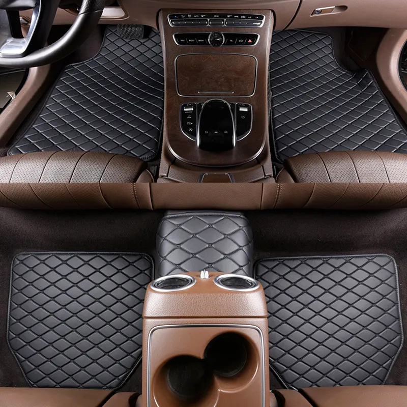 Universal Floor Mats PU Leather Auto Foot Pad 5Pcs Set Protector Automobile Interior Carpet Waterproof Car Accessories