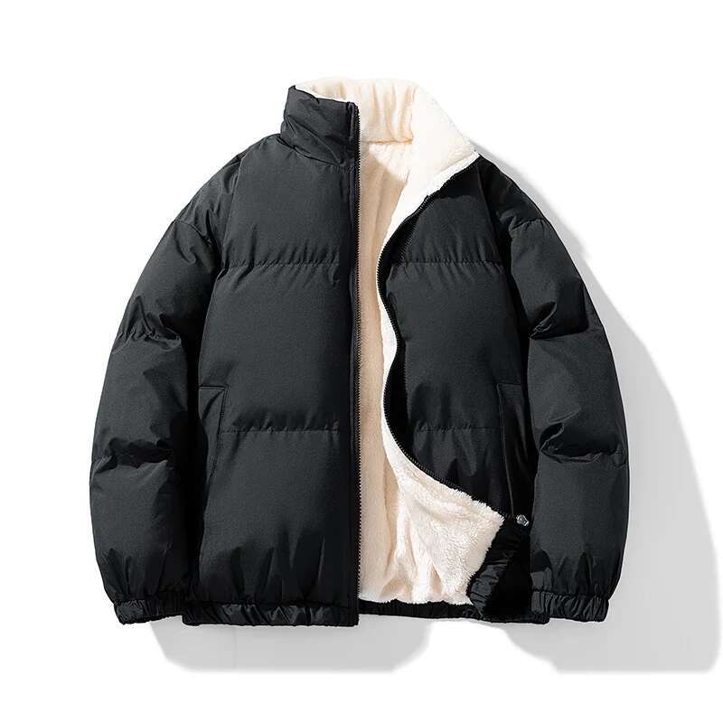 Winter Wool ed Puffer Jacket Men Women Korean Thick Warm Fleece Coat Haruku Streetwear Hip Hop Male Casual Parka Jackets