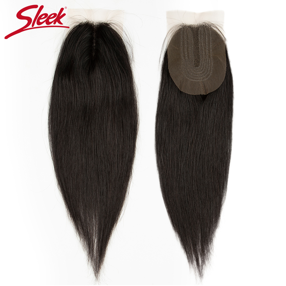 Sleek Brazilian Straight Hair Bundles With Closure Natural Color Hair Weave Remy Human Hair 3 Bundles With 2x4 Lace Closure 31e92