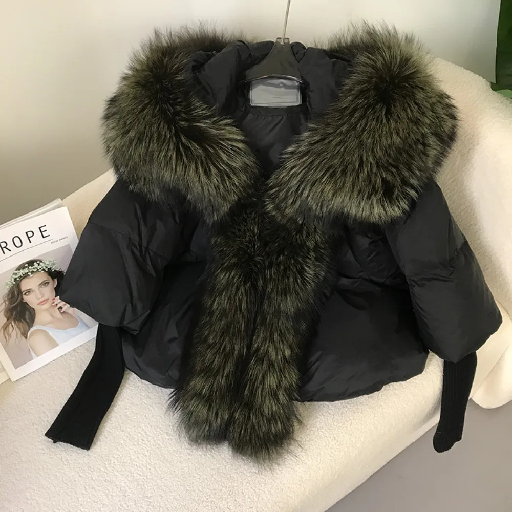 Duck Down Coat Winter loose oversized Puffer jacket womens Real Fox fur collar Hooded natural thick warm streetwear 241112