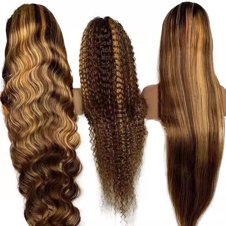 30 32 Inch P4/27 Highlight Body Wave Lace Frontal Wigs Colored Ombre Wigs Human Hair 13X4 Lace Front Human Hair Wigs For Women 250density