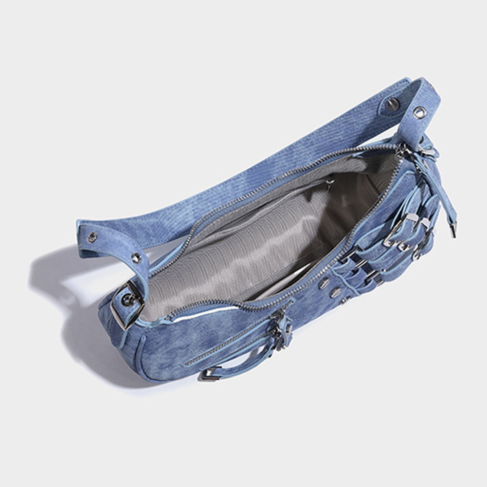 Women Retro Shoulder Bag Zipper Y2k Handbag Purse Strap Adjustable Satchel Hobo Bag Vintage Armpit Bag Aesthetic Purse