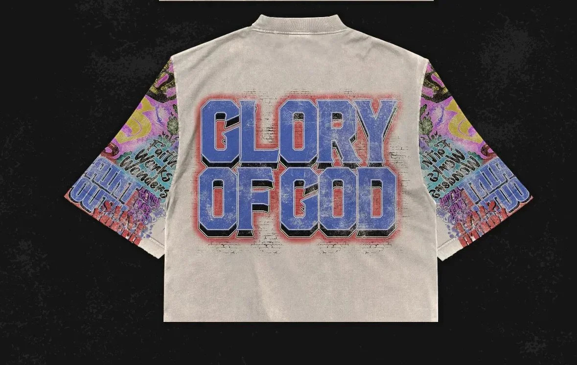 Street Clothing Y2k Hip Hop Retro Graffiti Pattern Printed Oversized Mid Sleeve Mens Round Neck Cotton Shirt 241112