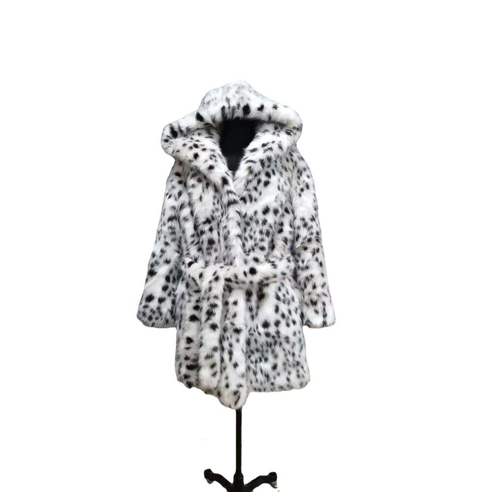 shanshi fur coat women Haining men's and women's mink imitation fox leopard print warm coat fur large