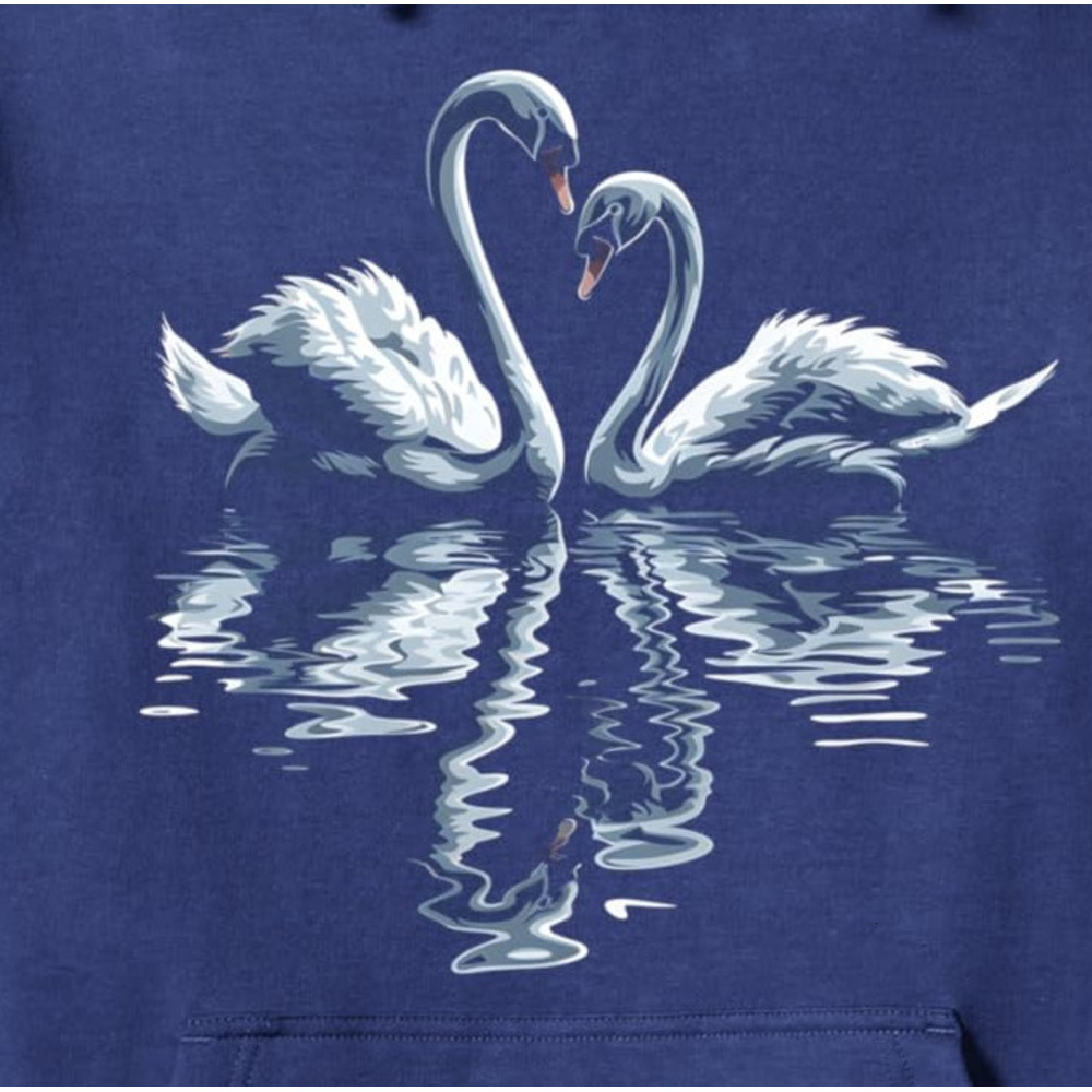 Hoodie for Mens Womens Swans Heart Shape Water Reflection Romantic Art Graphic Tees Pullover Hoodie Graphic Hoodies sweatshirt