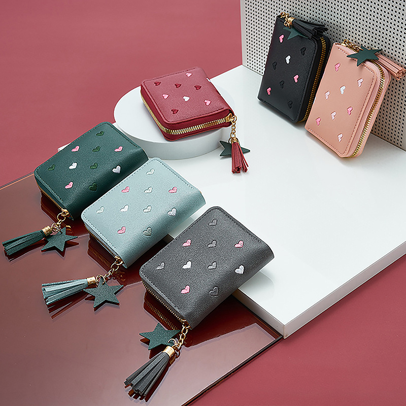 Women Wallet Ladies Mini Small Short Tassel Wallet Cute Girl Zipper Pu Leather Coin Purse Female Hand Wallet Purse