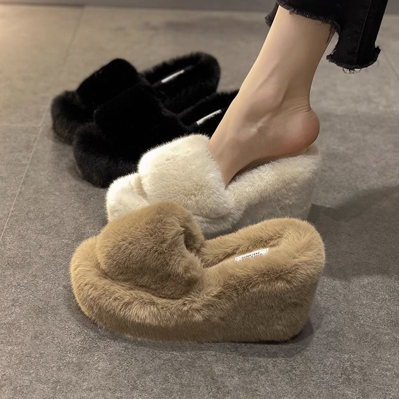Women's New Autumn/Winter Thick Bottom Slope Heel Home Soft Bottom Cotton Mop.