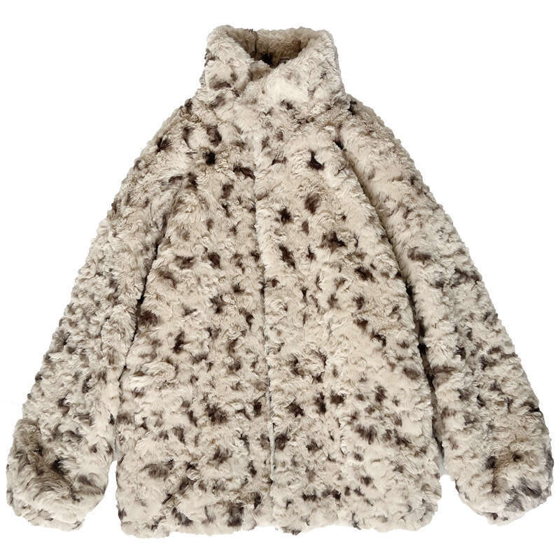 shanshi fur coat women New leopard print brushed coat for autumn and winter women imitating rabbit fur with spotted patterns loose plush clothes