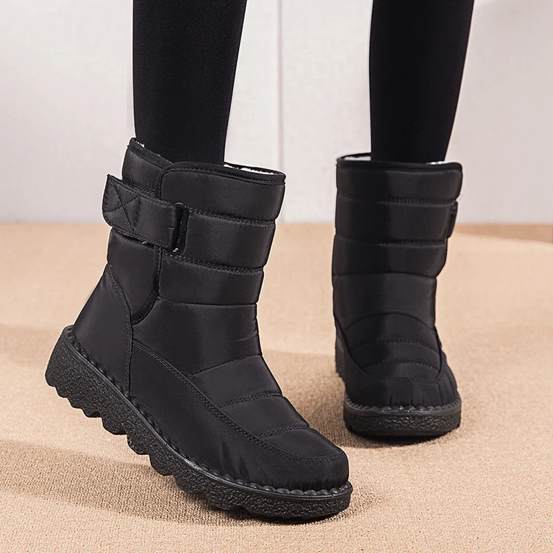Rimocy anti slip and waterproof womens snow boots 2024 thick plush winter ankle boots womens platform keep warm cotton padded shoes 241111