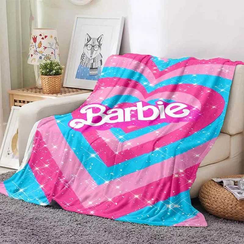 Barbie Flannel Fluffy Throw Camping Blanket for Children Sofa Throw Blanket Modern Fashion Gift Miniso Picnic BlanketXJ241111