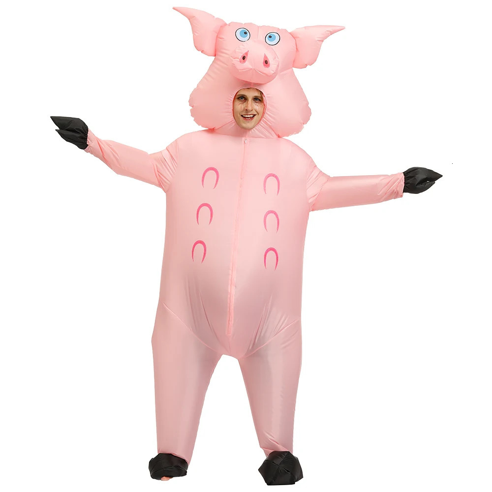 Adult Mascot Pink Pig Inflatable Costumes Halloween Cosplay Costumes for Man Woman Animal Party Role Play Disfraz 241111