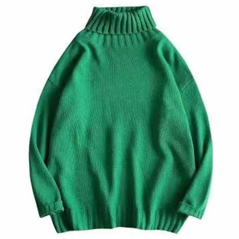 Solid color turtle neck sweater for winter 2023 wool knit with floral pattern Korean style loose sweater oversized mens clothing Harajuku knit W241111