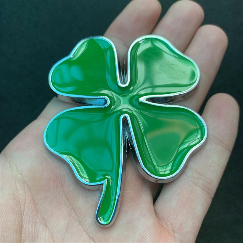 Metal Four-Leaf Clover Body Trim Side Label Lucky Grass Personality Alpha Car Tail Cover scratch Sticker