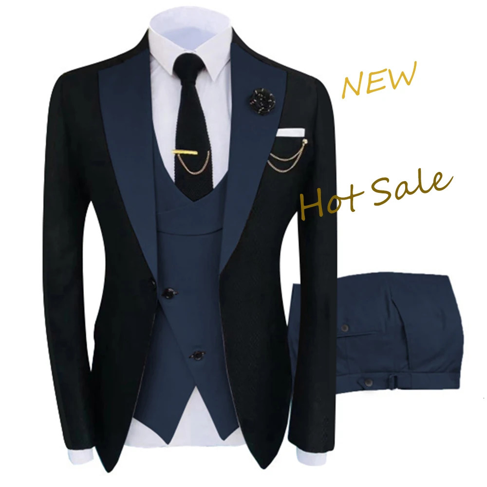 Arrival Terno Masculino Slim Fit Blazers Ball And Groom Suits For Men Boutique Fashion Wedding Jacket Vest Pants 240412