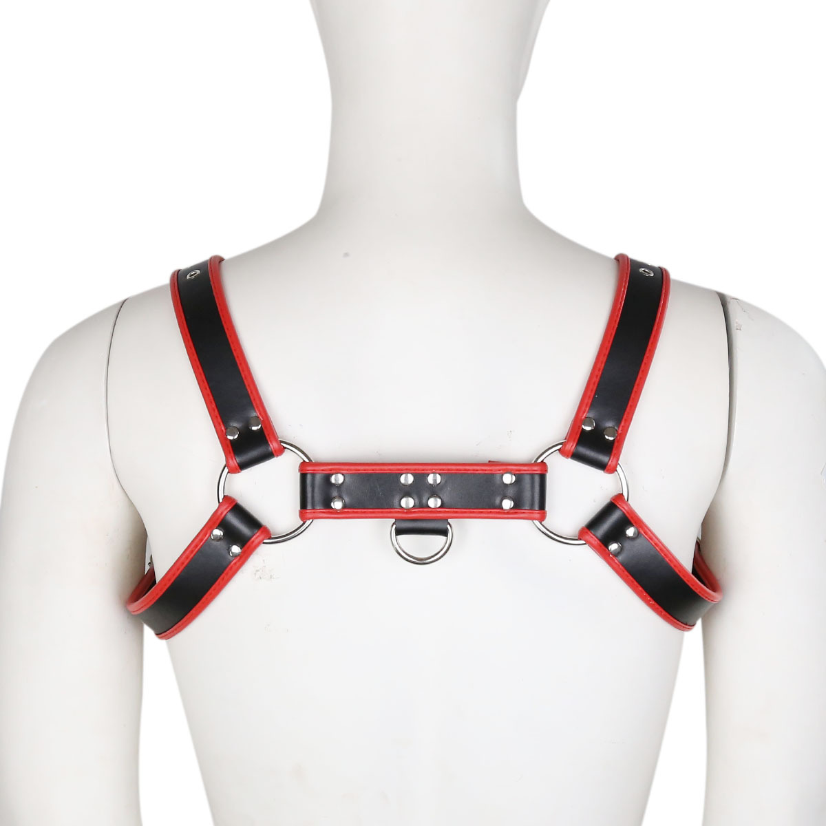 Men's Red Punk Erotic PU Leather with Air Holes Double Halter Shoulder Chest Strap Bondage Belt de4fc 5 68e96