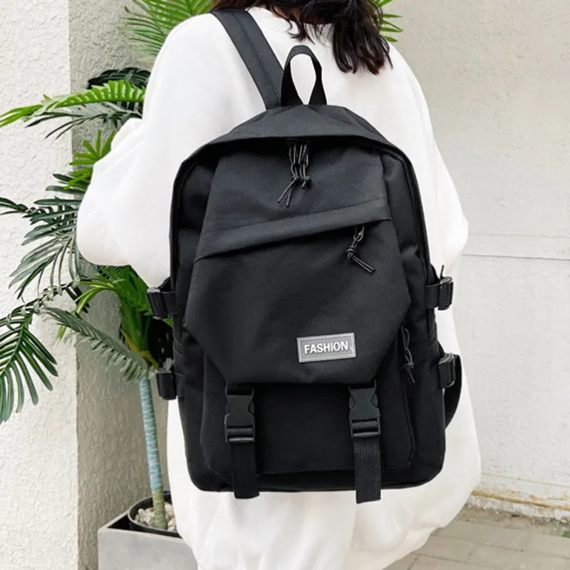 Simple backpack large capacity travel bag solid Harajuku student backpack womens backpack unisex version 241111
