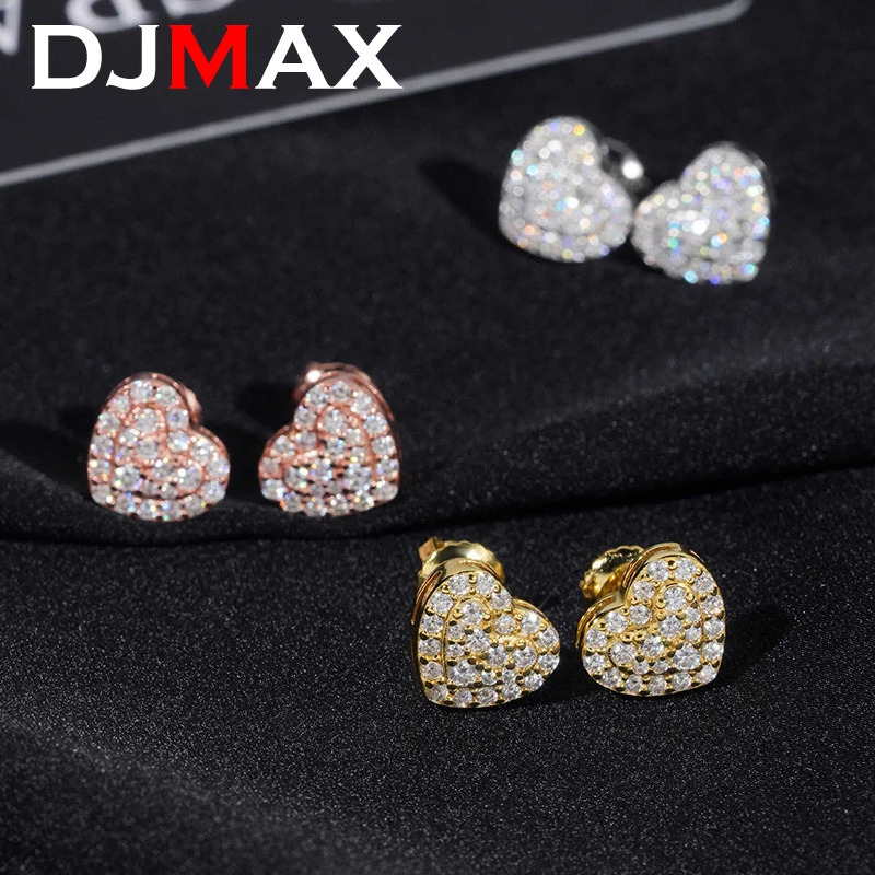 DJMAX Hip Hop All Mo Silica Womens Screw Earrings Top Original 925 Pure Silver Heart Mens High Quality Diamond Earrings 2024 241112