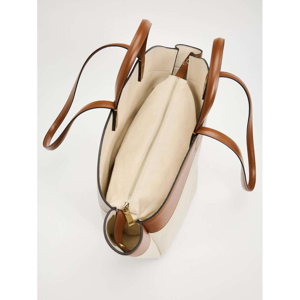 Canvas Women 2024 new fashion splicing large capacity commuter shopping hand bill shoulder tote bag