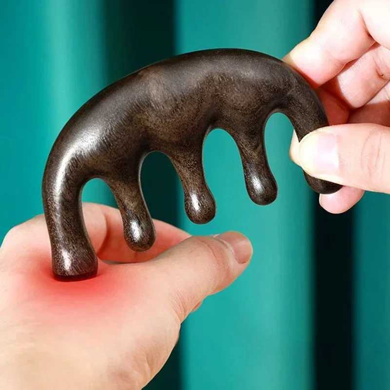 Meridian massage comb with five teeth and no handle Chinese acne hair comb blood circulation sandalwood scalp Meridian comb W241112