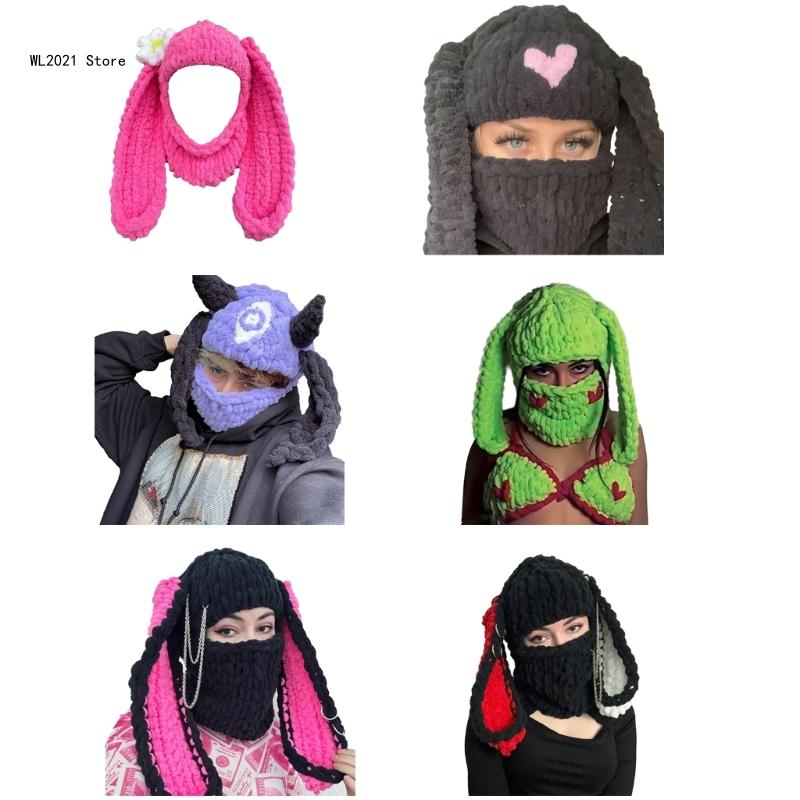 Winter for Girl Handwoven Balaclava Novelty Party Adult Knit Full Face Mask Hat Sport Accessories