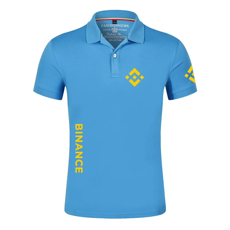Binance Crypto Mens Summer Print Polos Shirts Casual Harajuku Cotton Comfortable Shorts Sleeves High Quantity Tops 240402