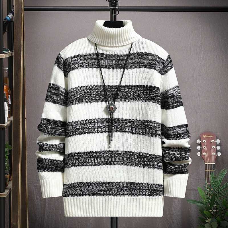 Mens fashion striped knitted ultra-thin fit knitted sweater mens casual sweater W2411111