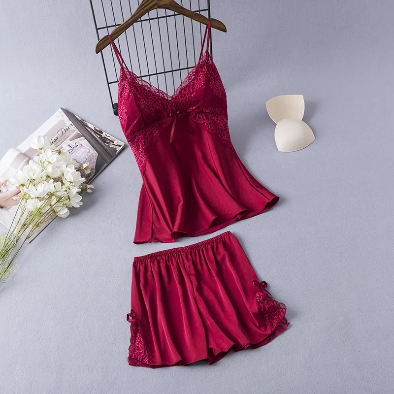 2-piece Cami Horses Sleep Set Womens Pajama Set Sexy Lace Home Clothing V-neck Pajama Lounge Wearing Summer Evening Dress 241112