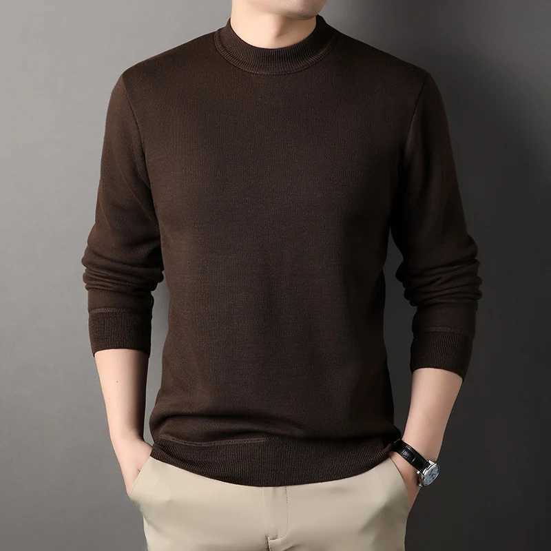 Classic round neck sweater mens knitted zipper winter mens turtle neck sweater casual slim fit top warm fitness knit W2411111