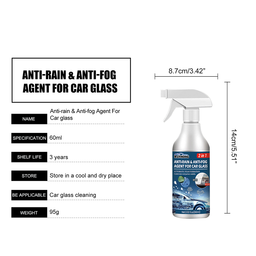 Anti Fog Rain Repellent Spray For Car Glass Car Windshield Rearview Mirror Rainproof Antifog Coating Agent Long Lasting Spray