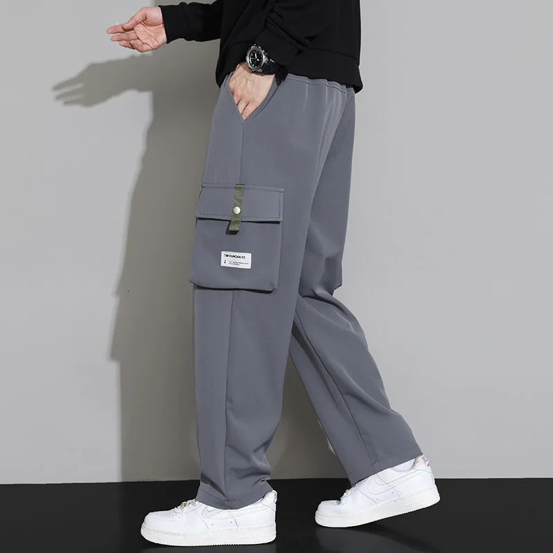 AutumnWinter Fashion Trend Loose Straight Leg Overalls Mens Casual Comfort Plus Fleece Thickened PlusSize Pants 8XL 241112