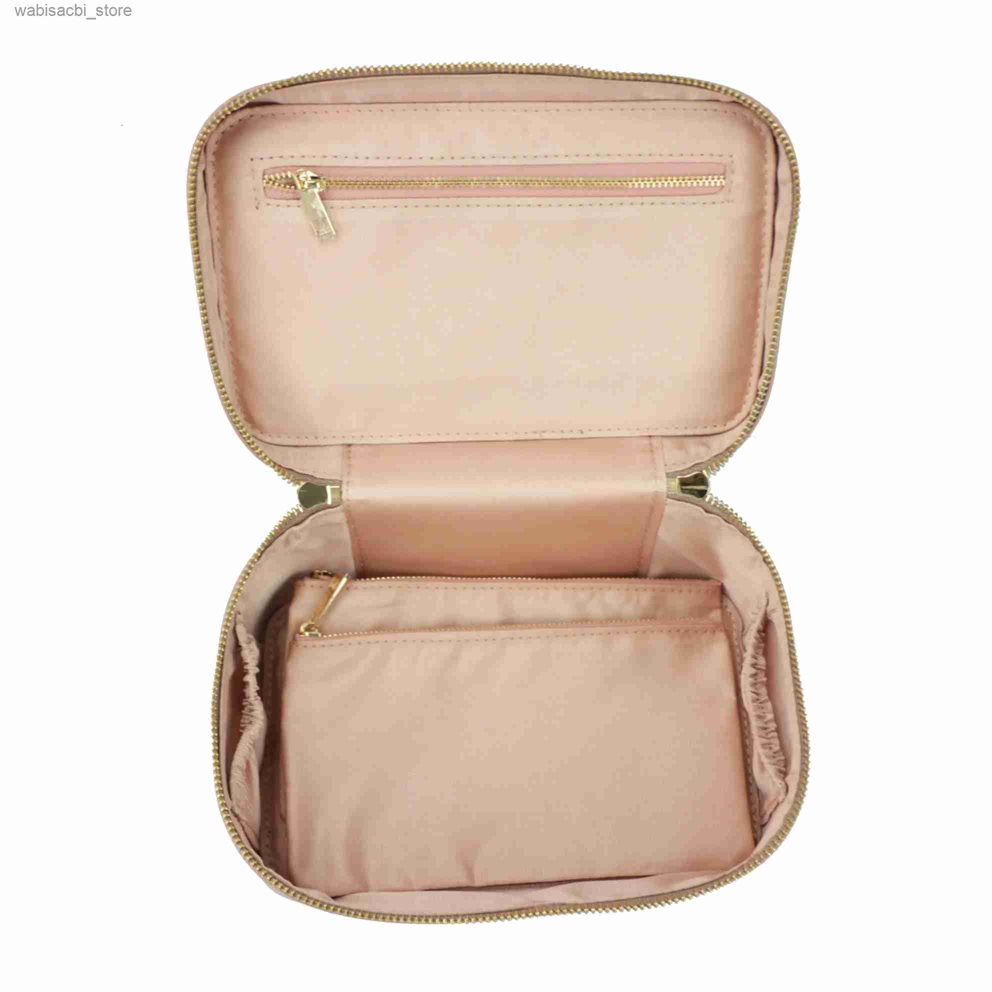Cosmetic Bags Ladies Saffiano Split Leather Travel Toiletry Case Bag Portable Hanging Makeup Organizer Box Dopp Kit Cosmetic Bag For Women L49