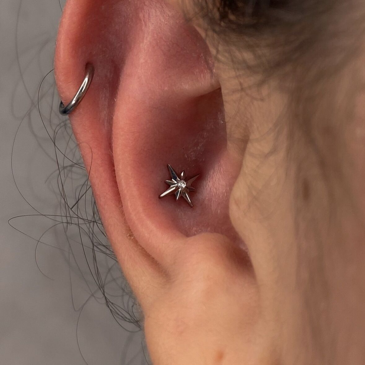 G23 Titanium Piercing 16G Sparkling CZ North Star Stud Earring Labret Cartilage Tragus Helix Conch Lobe Piercing Body Jewelry