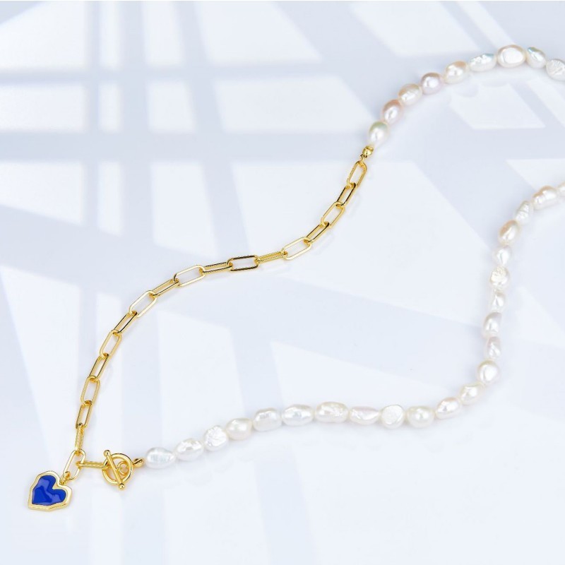 S Sier Natural Pearl Lapis Lazuli Jewelry Sets For Women Heart Shaped Blue Copal Pendant Necklace Flower Earrings Gift 04fdd 5 6a65e