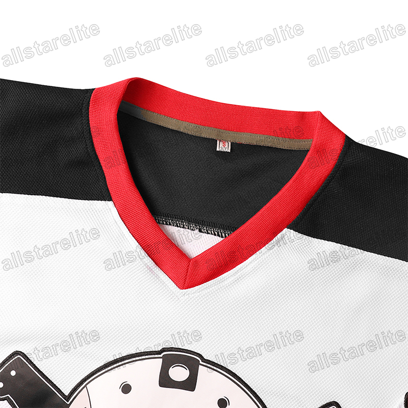 Friday The 13th Voorhees Embroidered Black White Hockey Jersey - Long Sleeves, Halloween Horror Movie Jersey sporty and fashionable casual, street bre