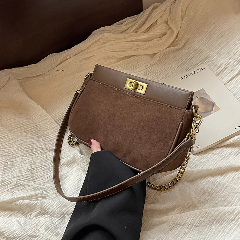 WomenS Bag Retro Suede Versatile Crossbody Single Shoulder Armpit Pouch Hand Bags 241111