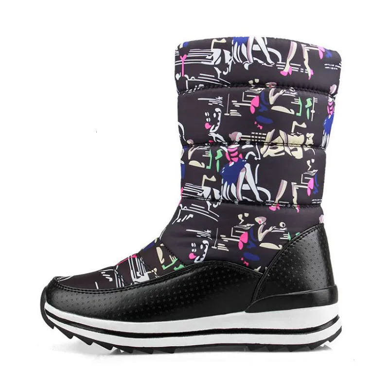 Outdoor NonSlip Snow Boot Winter Warm Thick Ski With Plush Fur Zipper Waterproof Mid Calf Hiking Travel Sport Boots 241112