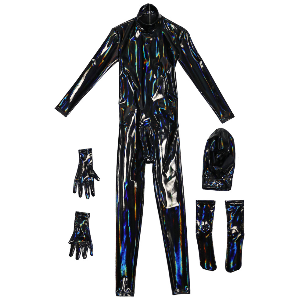 Sexy Men Colorful Faux Latex PU Bodysuit Cosplay Wetlook Maid Tights Zentai Full Body Cover Bodysuit Night Club Outfits Leotard