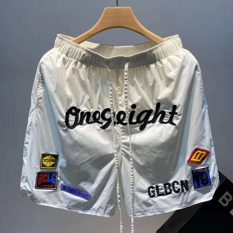 American Vintage Latter Embroidery Summer Men's Sports High Street Basketball S Loose Breathable Beach Shorts